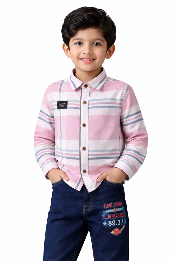 Kids_Stylish_Striped_Shirt_Denim_Pant_Set_Boys_Combo_Outfit_Size_20_40_Pink