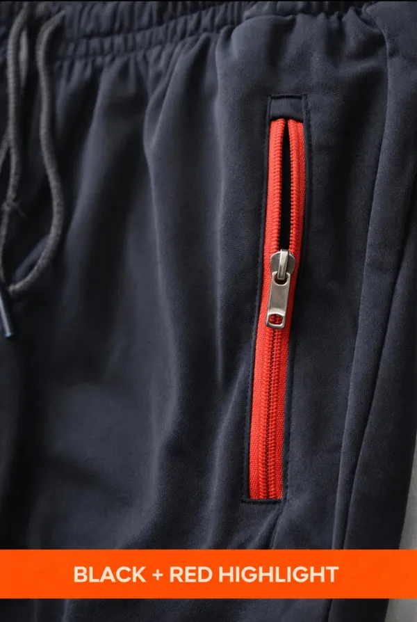 Men_Premium_4_Way_Lycra_Track_Pants_Black_With_Red_Zip_Gym_Casual_Wear_Black