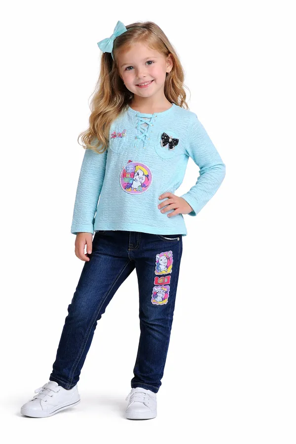 Girls_Barbie_Printed_Pink_Top_With_Denim_Jeans_Set_Stylish_Kids_Casual_Outfit_2_Piece_Set_Blue