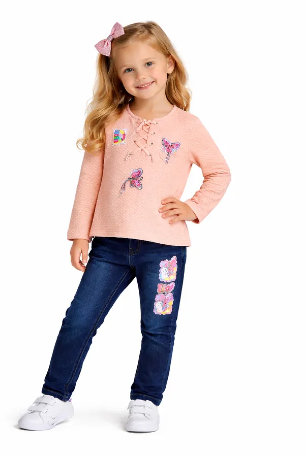 Girls_Barbie_Printed_Pink_Top_With_Denim_Jeans_Set_Stylish_Kids_Casual_Outfit_2_Piece_Set_Peach