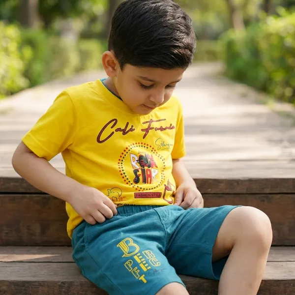 Urban_Fit_Kids_Cotton_T_Shirt_Shorts_Combo_Set_Soft_Comfortable_Summer_Wear_Yellow