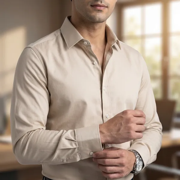Men_Premium_Cotton_Shirt_Slim_Fit_Formal_Shirt_Office_Casual_Wear_Beige