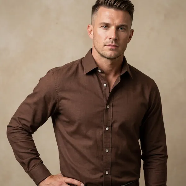 Men_Premium_Cotton_Shirt_Slim_Fit_Formal_Shirt_Office_Casual_Wear_Brown