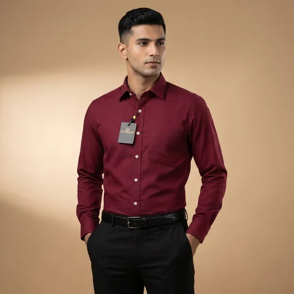 Men_Premium_Cotton_Shirt_Slim_Fit_Formal_Shirt_Office_Casual_Wear_Burgundy