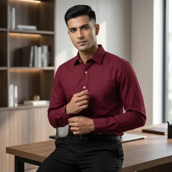 Men_Premium_Cotton_Shirt_Slim_Fit_Formal_Shirt_Office_Casual_Wear_Burgundy