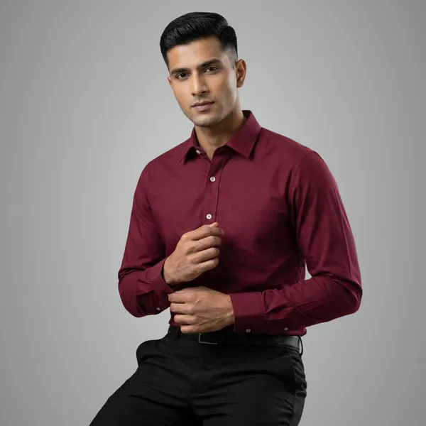 Men_Premium_Cotton_Shirt_Slim_Fit_Formal_Shirt_Office_Casual_Wear_Burgundy