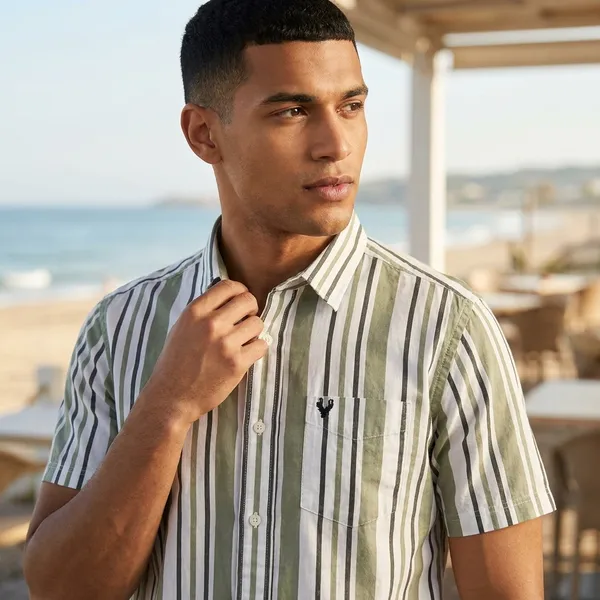 Men_Half_Sleeve_Striped_Shirt_Premium_Cotton_Summer_Shirt_Casual_Wear_Sea_Green_Stipe