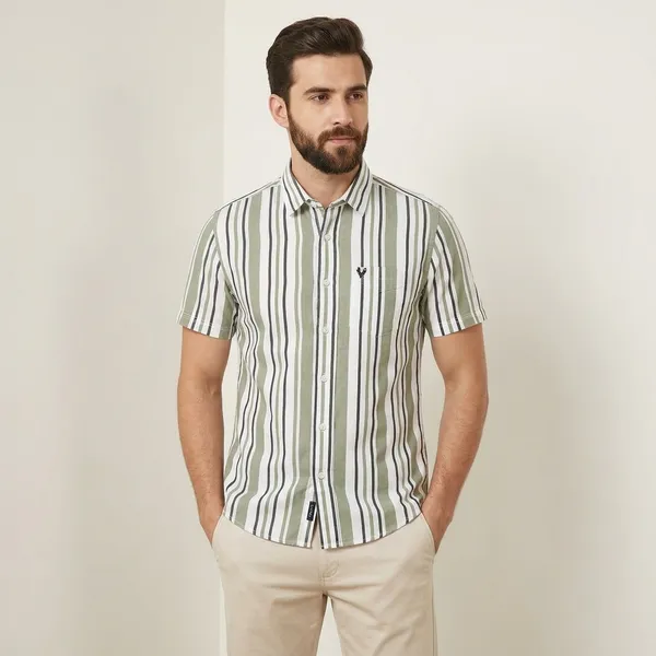 Men_Half_Sleeve_Striped_Shirt_Premium_Cotton_Summer_Shirt_Casual_Wear_Sea_Green_Stipe