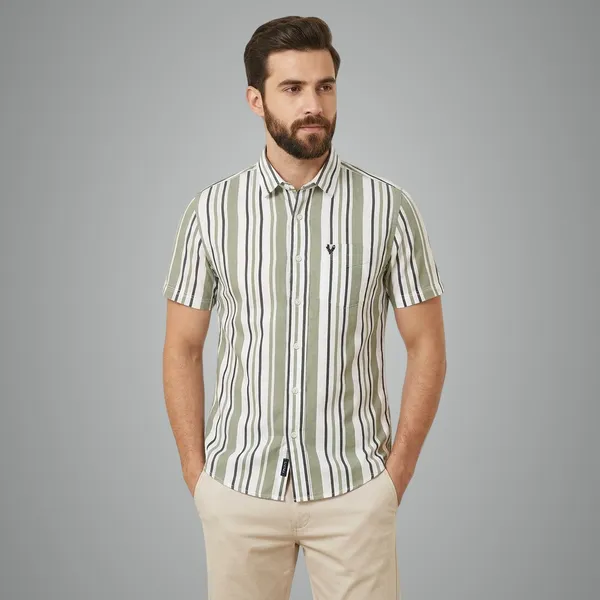 Men_Half_Sleeve_Striped_Shirt_Premium_Cotton_Summer_Shirt_Casual_Wear_Sea_Green_Stipe