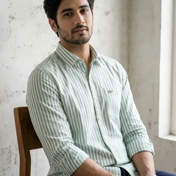 Premium_Striped_Cotton_Shirt_For_Men_Full_Sleeve_Casual_Shirt_Green_White_Stylish_Shirt_Green_White