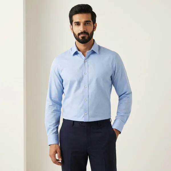 Men_Premium_Cotton_Loose_Fit_Shirt_Solid_Blue_Casual_Shirt_For_Men_Comfortable_Daily_Wear_Shirt_Sky_Blue