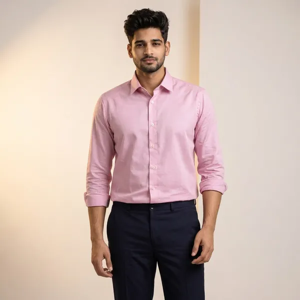 Men_Premium_Cotton_Loose_Fit_Shirt_Solid_Blue_Casual_Shirt_For_Men_Comfortable_Daily_Wear_Shirt_Pink