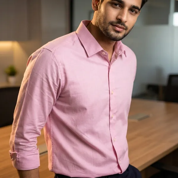 Men_Premium_Cotton_Loose_Fit_Shirt_Solid_Blue_Casual_Shirt_For_Men_Comfortable_Daily_Wear_Shirt_Pink