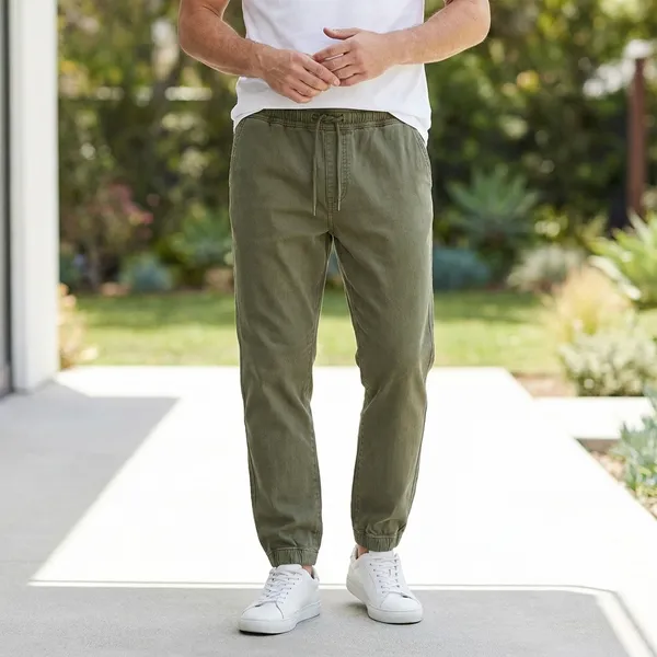 Men_Elastic_Waist_Denim_Cargo_Jeans_Stretchable_Casual_Pants_Regular_Fit_Jeans_For_Men_Olive_Green
