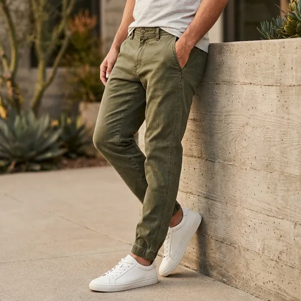 Men_Elastic_Waist_Denim_Cargo_Jeans_Stretchable_Casual_Pants_Regular_Fit_Jeans_For_Men_Olive_Green