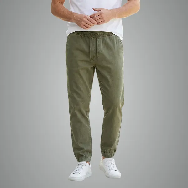 Men_Elastic_Waist_Denim_Cargo_Jeans_Stretchable_Casual_Pants_Regular_Fit_Jeans_For_Men_Olive_Green