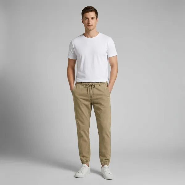 Men_Elastic_Waist_Denim_Cargo_Jeans_Stretchable_Casual_Pants_Regular_Fit_Jeans_For_Men_Khaki