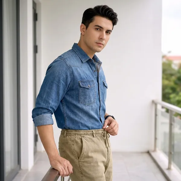 Men_Elastic_Waist_Denim_Cargo_Jeans_Stretchable_Casual_Pants_Regular_Fit_Jeans_For_Men_Khaki