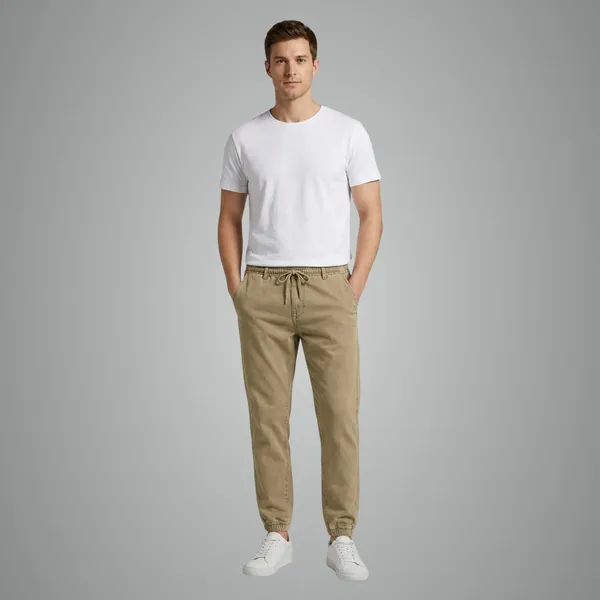 Men_Elastic_Waist_Denim_Cargo_Jeans_Stretchable_Casual_Pants_Regular_Fit_Jeans_For_Men_Khaki