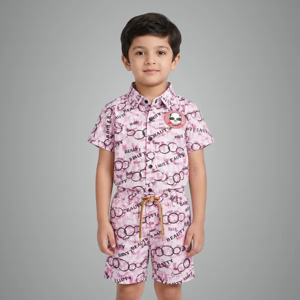 Kids_Stylish_Printed_Shirt_Shorts_Co_Ord_Set_Premium_Cotton_Casual_Wear_For_Boys_Summer_Outfit_2_6_Years_Pink_White
