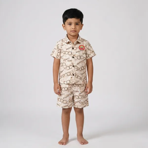 Kids_Stylish_Printed_Shirt_Shorts_Co_Ord_Set_Premium_Cotton_Casual_Wear_For_Boys_Summer_Outfit_2_6_Years_Beige