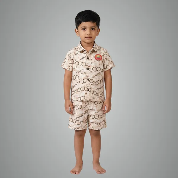 Kids_Stylish_Printed_Shirt_Shorts_Co_Ord_Set_Premium_Cotton_Casual_Wear_For_Boys_Summer_Outfit_2_6_Years_Beige