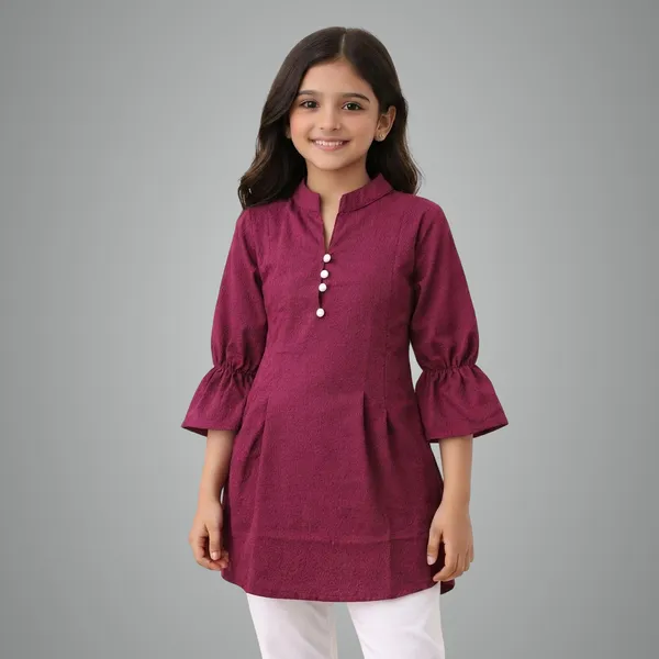 Kids_Girls_Stylish_Kurti_Top_Xl_Size_Only_Cotton_Blend_Casual_Wear_Top_For_Girls_Maroon