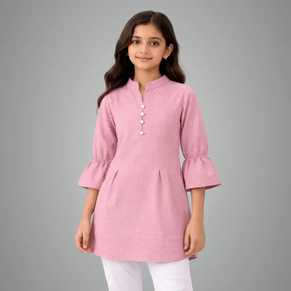 Kids_Girls_Stylish_Kurti_Top_Xl_Size_Only_Cotton_Blend_Casual_Wear_Top_For_Girls_Light_Pink