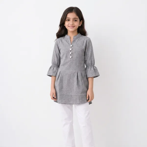 Kids_Girls_Stylish_Kurti_Top_Xl_Size_Only_Cotton_Blend_Casual_Wear_Top_For_Girls_Grey