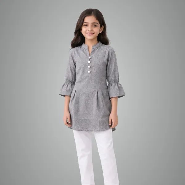 Kids_Girls_Stylish_Kurti_Top_Xl_Size_Only_Cotton_Blend_Casual_Wear_Top_For_Girls_Grey