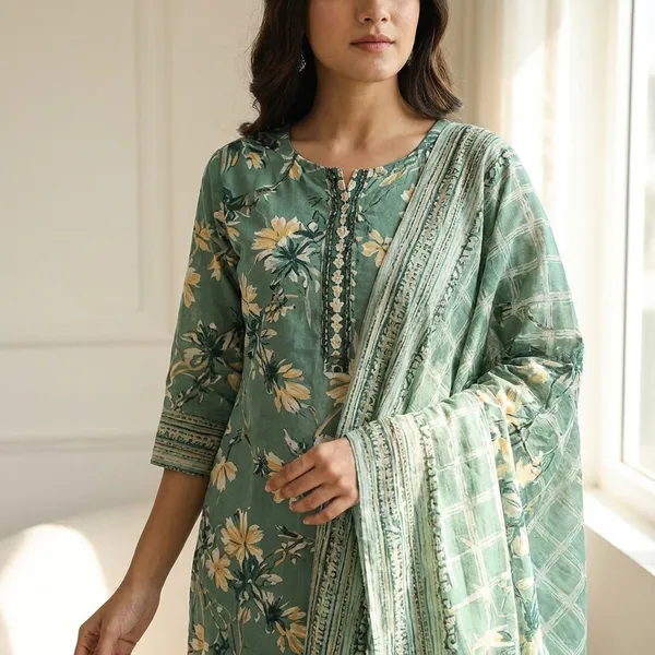 Women_Floral_Printed_Kurta_Pant_Dupatta_Set_Stylish_Ethnic_3_Piece_Set_Daily_Festive_Wear