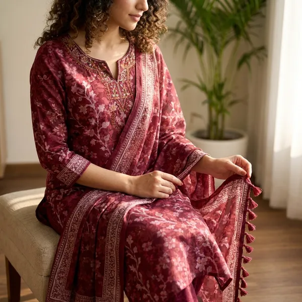 Women_Printed_Cotton_Kurta_Set_Stylish_Ethnic_Wear_Kurti_For_Daily_Casual_Use_Comfortable_Regular_Fit_Wine