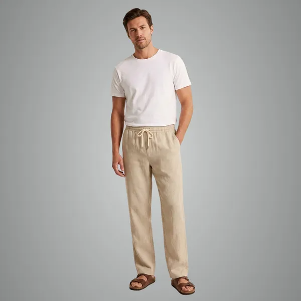 Men_Pure_Linen_Pyjama_Premium_White_Linen_Lounge_Pants_For_Men_Comfortable_Summer_Wear_Drawstring_Pajama_Beige