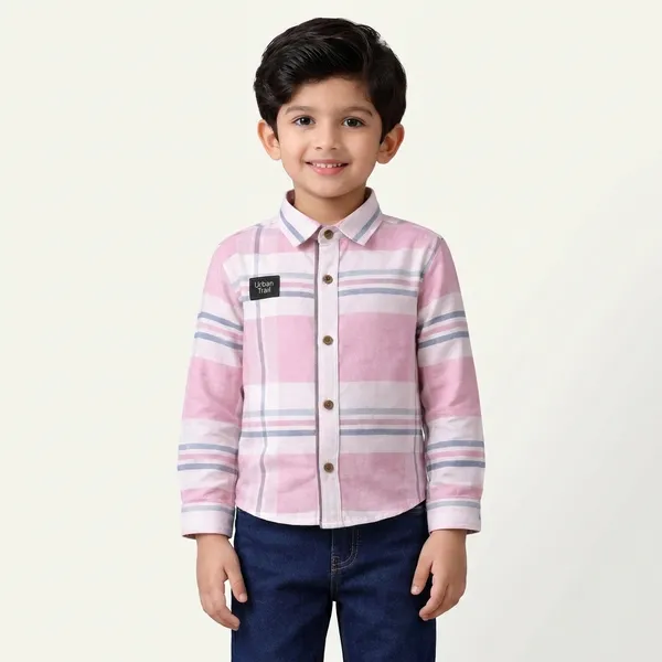 Kids_Stylish_Striped_Shirt_Denim_Pant_Set_Boys_Combo_Outfit_Size_20_40_Pink
