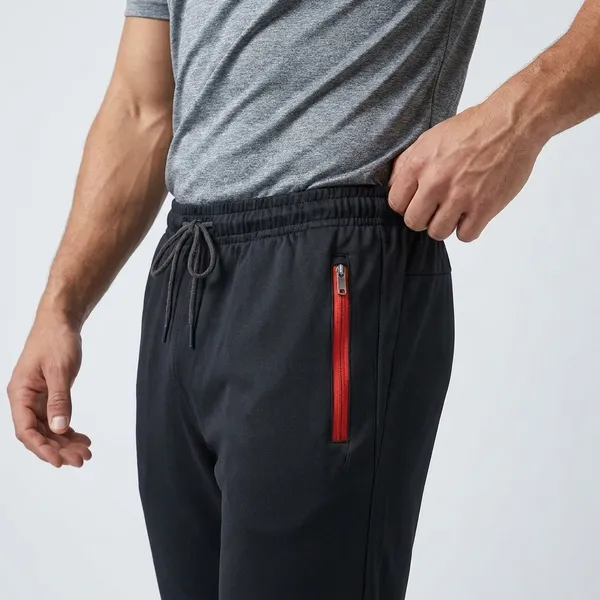 Men_Premium_4_Way_Lycra_Track_Pants_Black_With_Red_Zip_Gym_Casual_Wear_Black