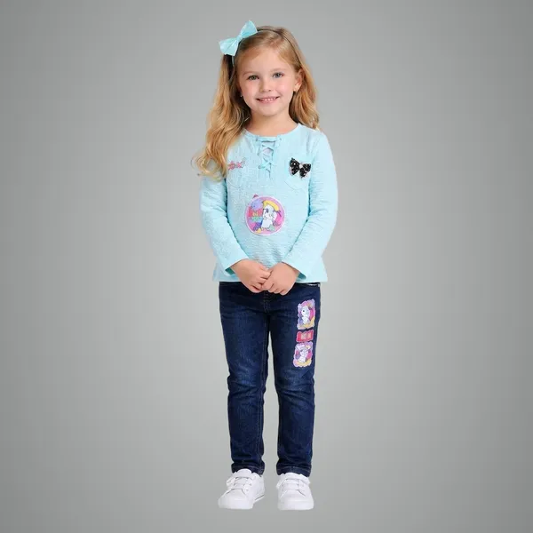 Girls_Barbie_Printed_Pink_Top_With_Denim_Jeans_Set_Stylish_Kids_Casual_Outfit_2_Piece_Set_Blue