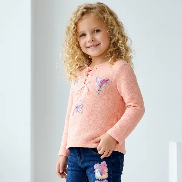 Girls_Barbie_Printed_Pink_Top_With_Denim_Jeans_Set_Stylish_Kids_Casual_Outfit_2_Piece_Set_Peach