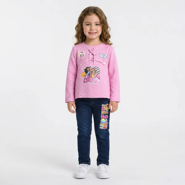 Girls_Barbie_Printed_Pink_Top_With_Denim_Jeans_Set_Stylish_Kids_Casual_Outfit_2_Piece_Set_Pink