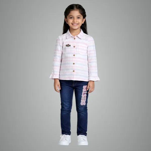 Girls_Pastel_Striped_Collared_Top_With_Denim_Jeans_Set_Stylish_Kids_Casual_Outfit_2_Piece_Set_Pink