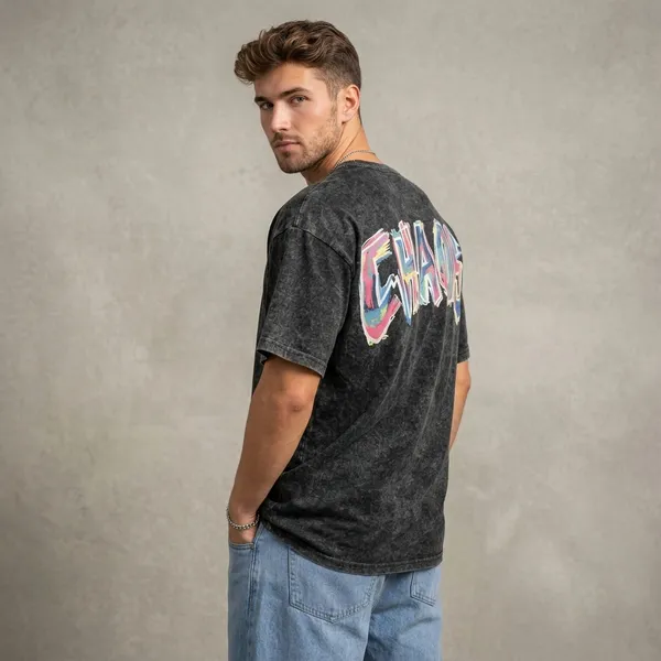 Black_Cotton_Blend_Relaxed_Fit_Chaos_Tee_Graphic_Down_Shoulder_T-Shirt_For_Men