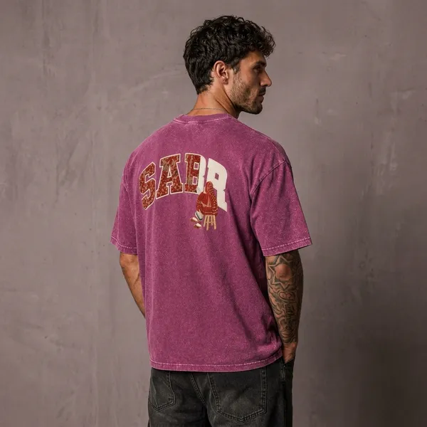 Pink_Cotton_Blend_Oversized_Graphic_Print_Sabr_Tee_Down_Shoulder_T-Shirt_For_Unisex
