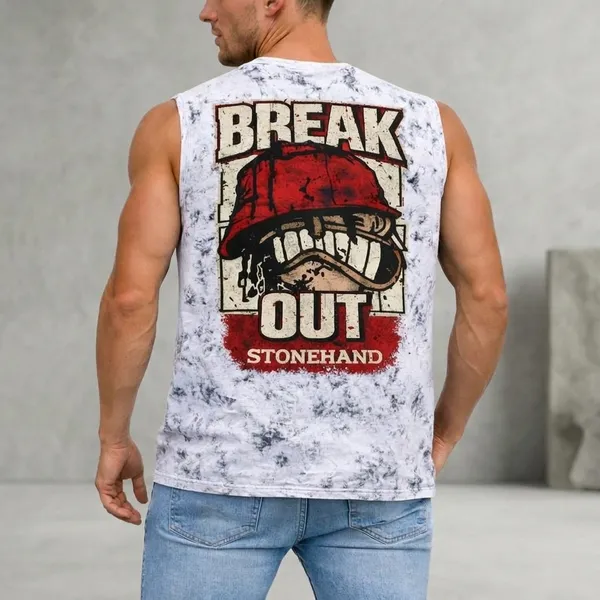 White_Acid_Wash_Oversized_Break_Out_Print_Tank_Top_For_Unisex