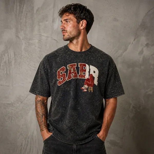 Charcoal_Grey_Cotton_Blend_Oversized_Graphic_Print_Sabr_Tee_Down_Shoulder_T-Shirt_For_Unisex