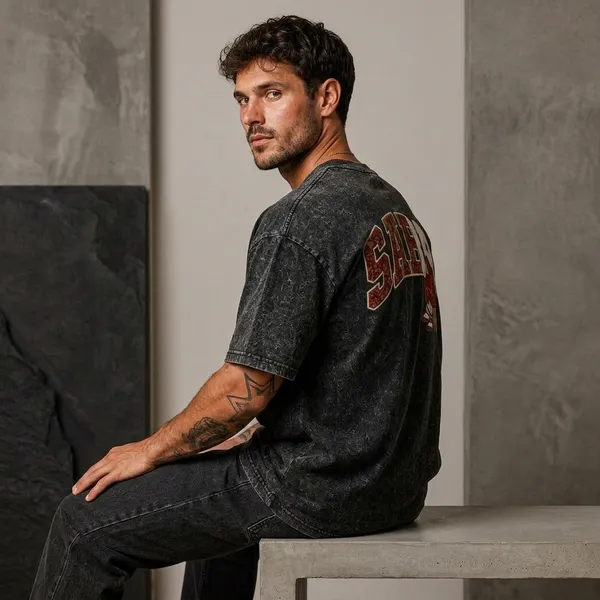 Charcoal_Grey_Cotton_Blend_Oversized_Graphic_Print_Sabr_Tee_Down_Shoulder_T-Shirt_For_Unisex