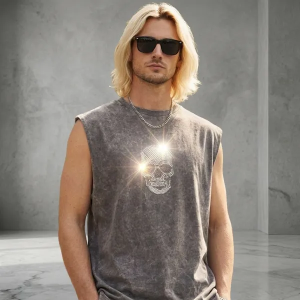 Grey_Acid_Wash_Oversized_Rhinestone_Skull_Tank_Top_For_Unisex
