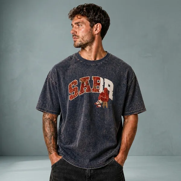 Navy_Blue_Cotton_Blend_Oversized_Graphic_Print_Sabr_Tee_Down_Shoulder_T-Shirt_For_Unisex