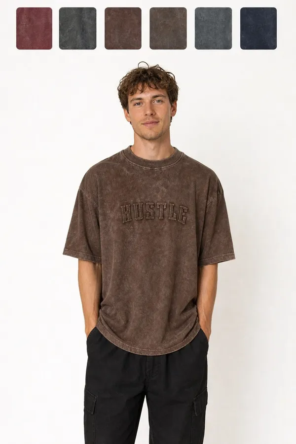 Brown_Cotton_Cotton_Blend_Relaxed_Fit_Graphic_Print_Emboss_Down_Shoulder_T-Shirt_For_Men