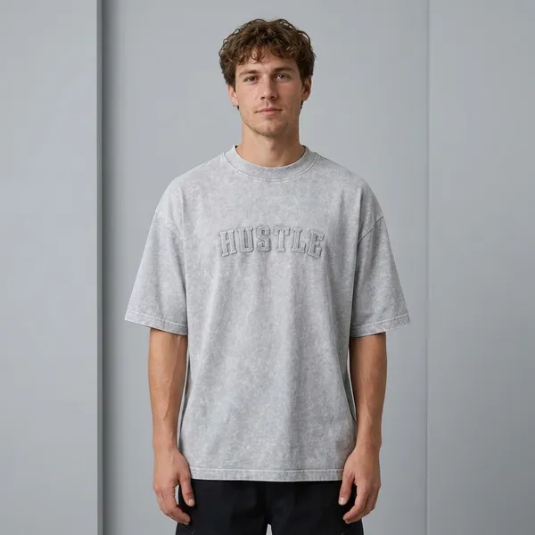 Grey_Cotton_Blend_Relaxed_Fit_Graphic_Print_Emboss_Down_Shoulder_T-Shirt_For_Men