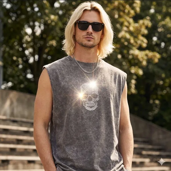 Grey_Acid_Wash_Oversized_Rhinestone_Skull_Tank_Top_For_Unisex