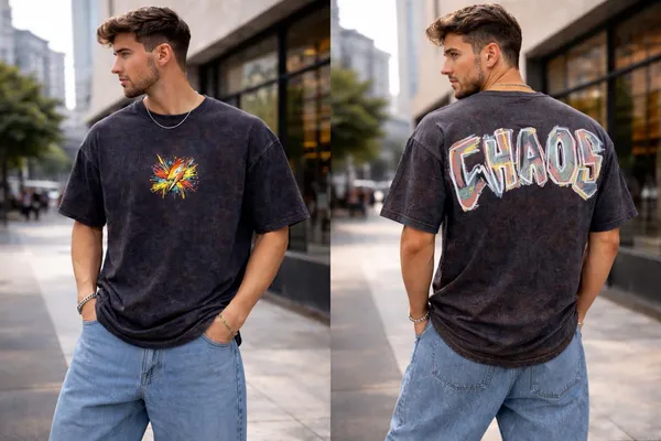Navy_Blue_Cotton_Blend_Relaxed_Fit_Chaos_Tee_Graphic_Down_Shoulder_T-Shirt_For_Men